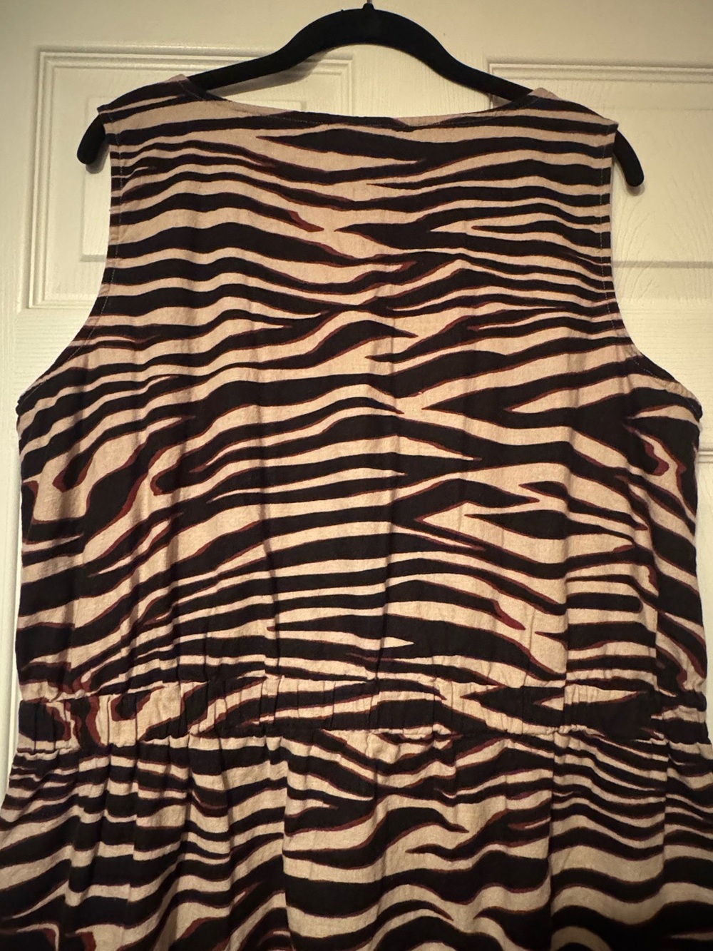 Liz Claiborne Sz XL Linen Black and Cream Zebra Print Button Front dress - Picture 7 of 10